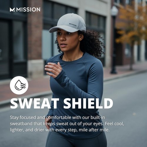 MISSION Cooling Vented Performance Hat - Unisex One Size Cap for Workouts, Golf & Running