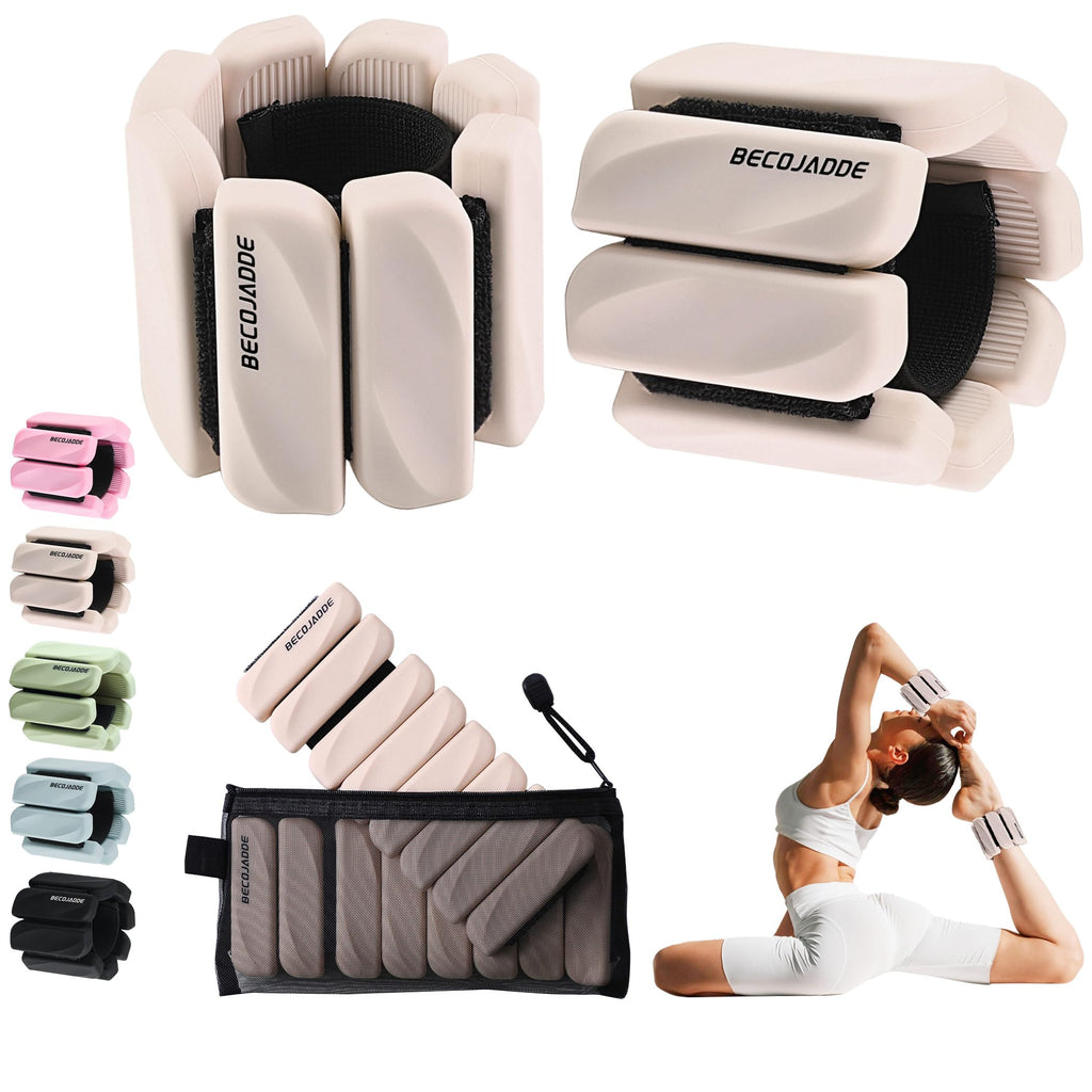 BECOJADDE Ankle Weights Set of 2 (1 lb/2 lb Each) for Women Men Adjustable Wrist Bracelet for Home Gym Weighted Bangles Wristbands Leg Arm Weights for Walking Swimming Running Pilates Yoga Gym