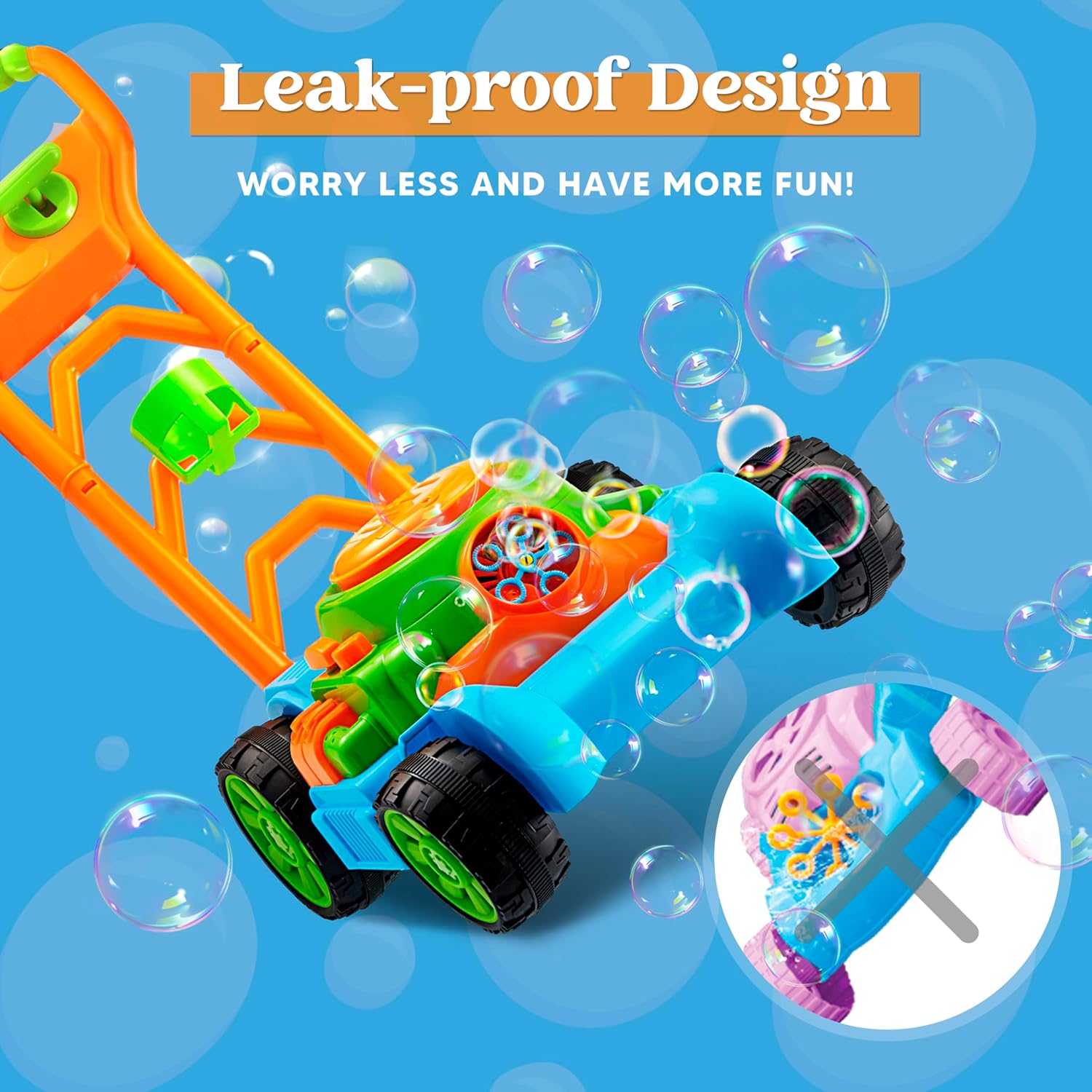 SLOOSH Bubble Lawn Mower | Spill-Proof Bubble Machine Toy for Toddlers Age 1-3 - Perfect for Indoor & Outdoor Fun