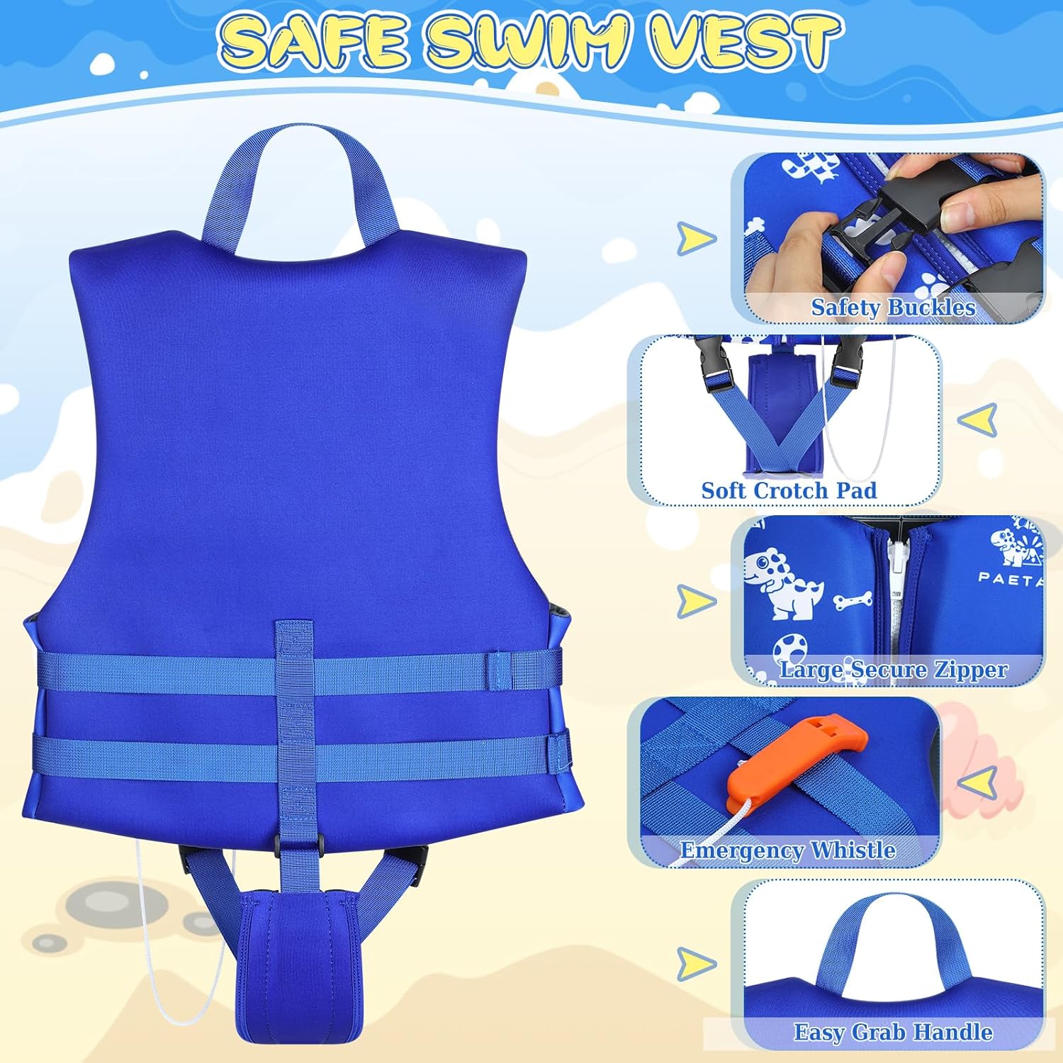 Skiennix Toddler Swim Vest - Kids Pool Float Jacket for Ages 18-77 lbs | Safe & Comfortable Design