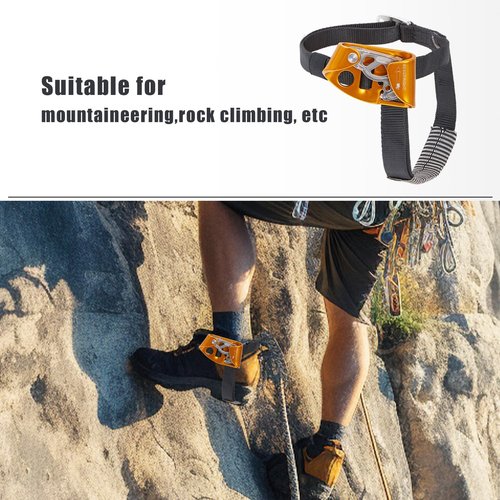 RESQT Foot Ascender, Outdoor Rock Climbing Tree Arborist, Mountaineering Rappelling Equipment Climbing Device for 8-13mm Rope (Right-Orange)