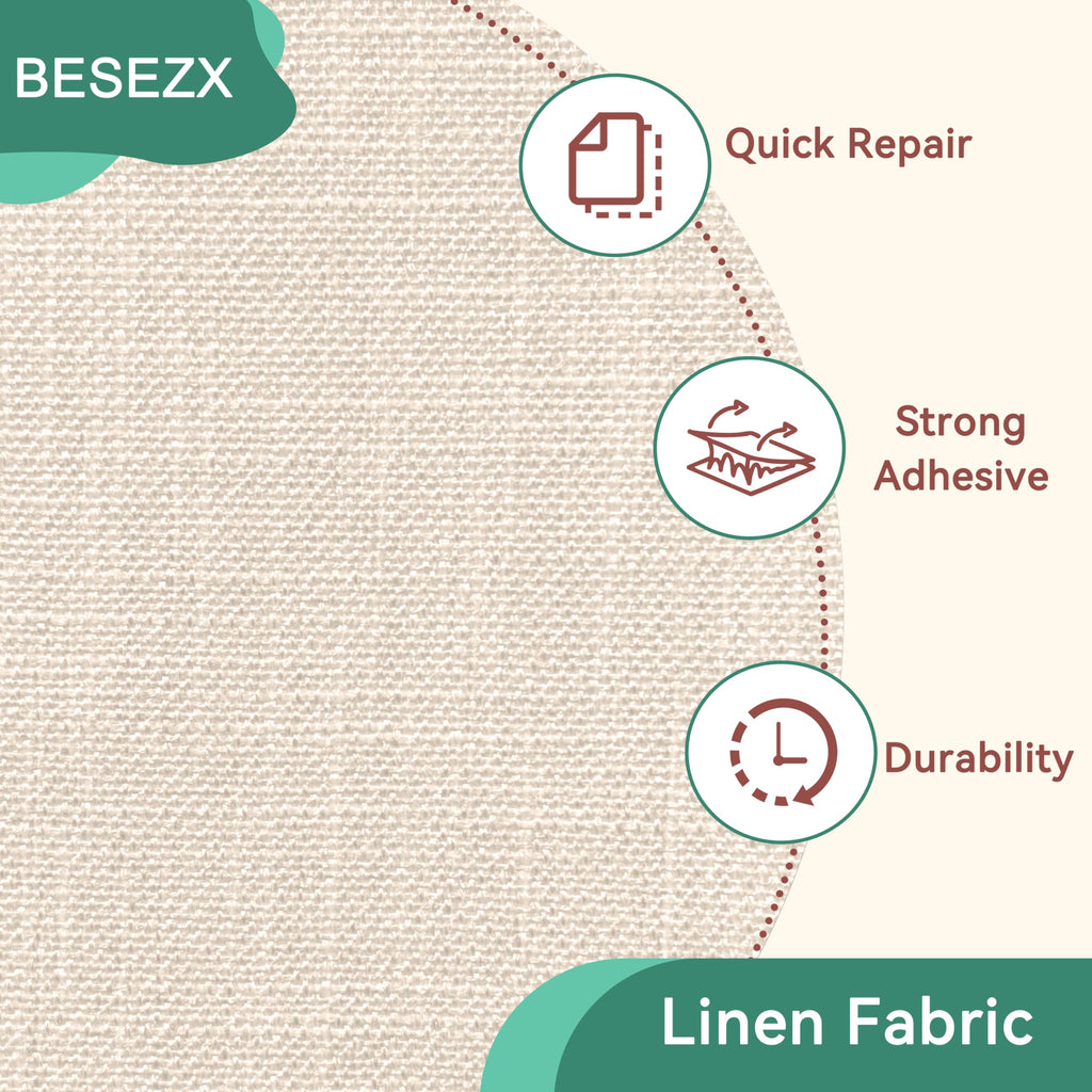 BESEZX Linen Fabric Repair Tape, 3x79 Inch Self Adhesive Repair Patches, Couch Fabric Tape for Furniture, Sofa, Chair, Upholstery.(Black)