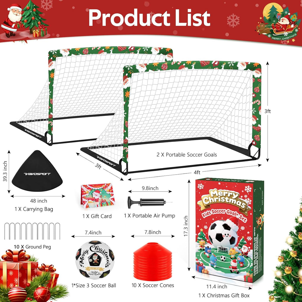 Skiennix Kids Soccer Goals - Portable 4' x 3' Backyard Training Set with Soccer Ball & Net
