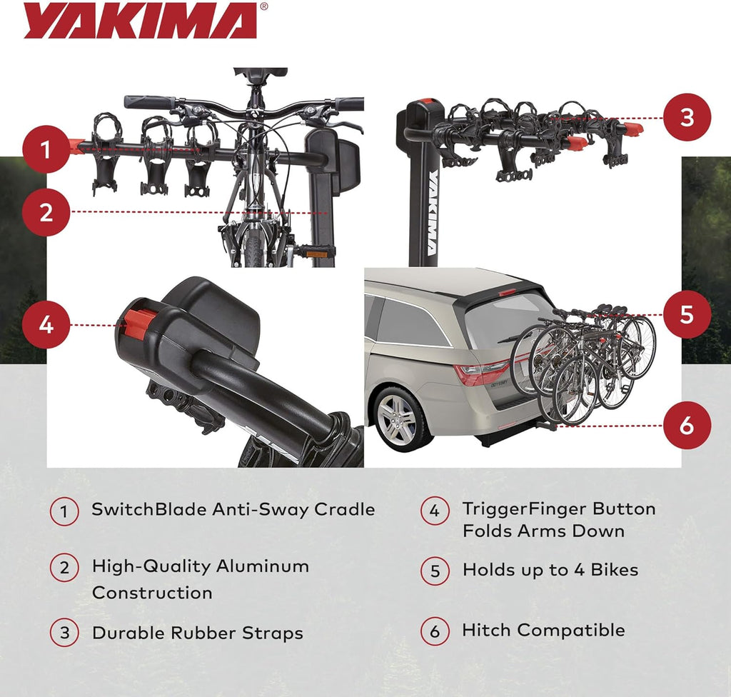 YAKIMA DoubleDown 4 Bike Rack - Tilting Hitch-Mounted Design for Cars, SUVs & Trucks | Fits 1.25” & 2” Hitches