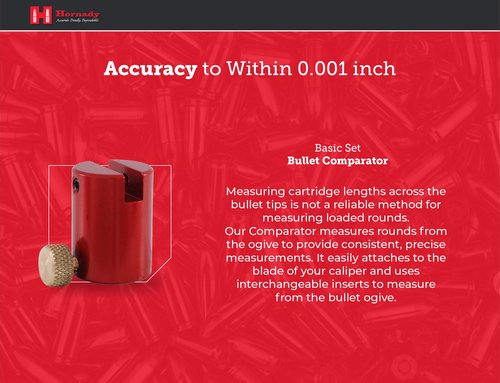 Hornady Lock-N-Load Bullet Comparator Basic Set, Includes 7 Bullet Inserts – Quickly and Precisely Measure Loaded Rounds, Measures from Bullet Ogive – Reduce Round Variations – B234