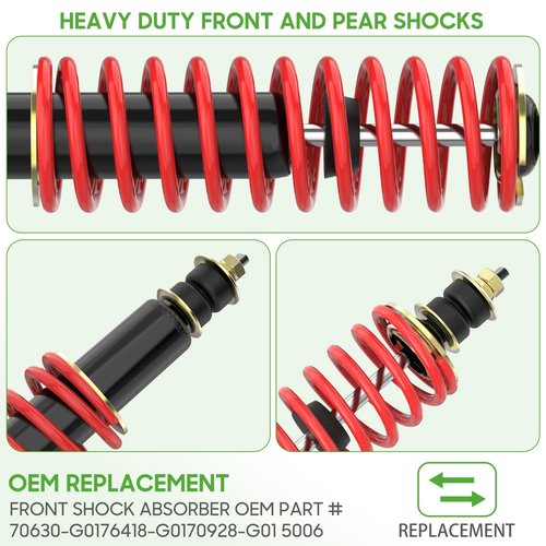 10L0L Golf Cart Shocks Absorber Front or Rear with Heavy Duty Coil Springs for EZGO Medalist TXT 1994+ Newer Gas & Electric Golf Carts, Replaces OEM# 76418-G01,70928-G01,70248-G01,70324-G01,76419-G01