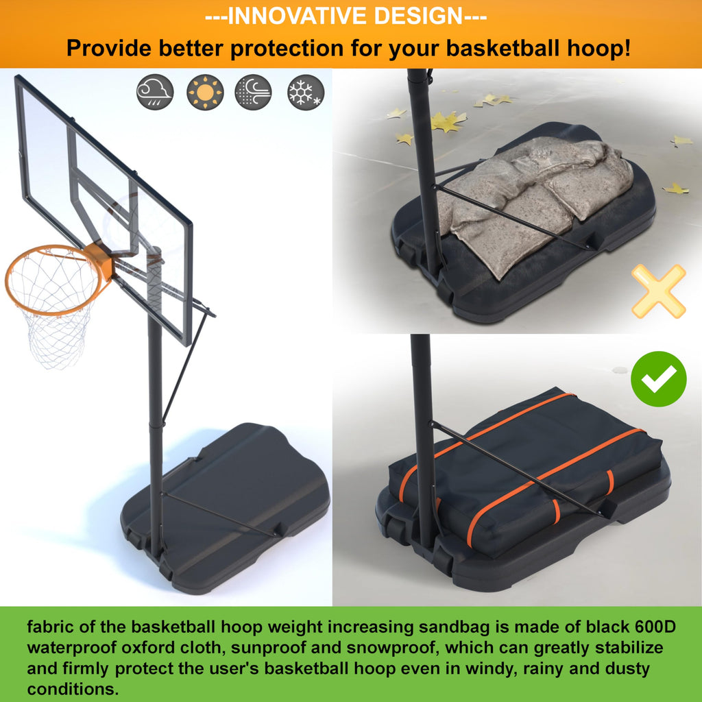Basketball Hoop Sandbag - Heavy Duty Weighted Bottom Anchor for Basketball Hoops -600DOxford Fabric Waterproof Dustproof, Windproof, L35.4 xW23.6 xH5.1，Only Bag.