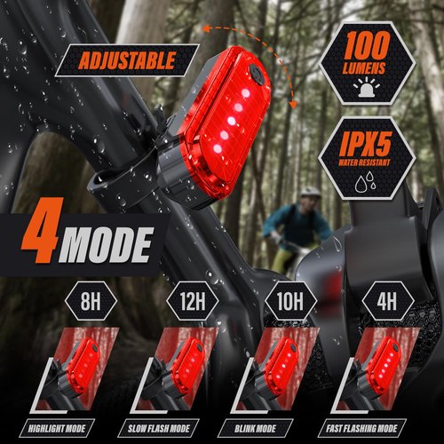 KUNHAK Rechargeable Bike Lights, Ultra Bright Bike Lights for Night Riding, Road Mountain Bike Accessories for Kids Adults - Headlight with Tail Light