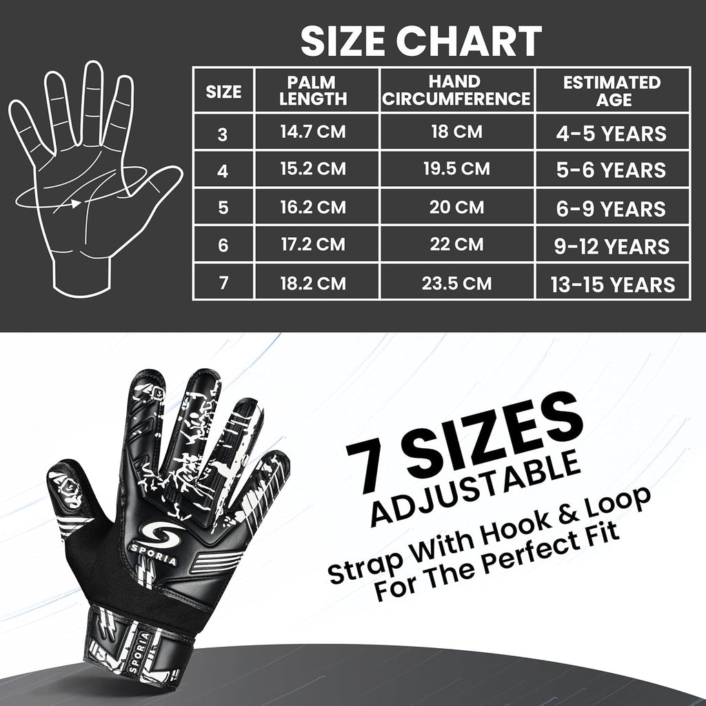 SPORIA Goalie Gloves for Youth - Double Wrist Protection | Non-Slip Latex Soccer Gloves for Kids