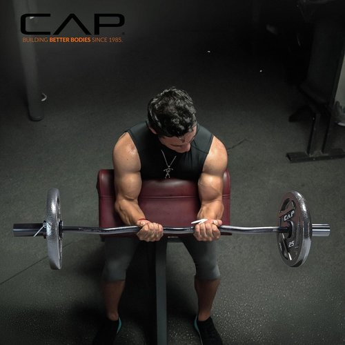 CAP Barbell 47-Inch Olympic EZ Curl Bar - Ideal for 2-Inch Weight Plates | Multiple Options Available