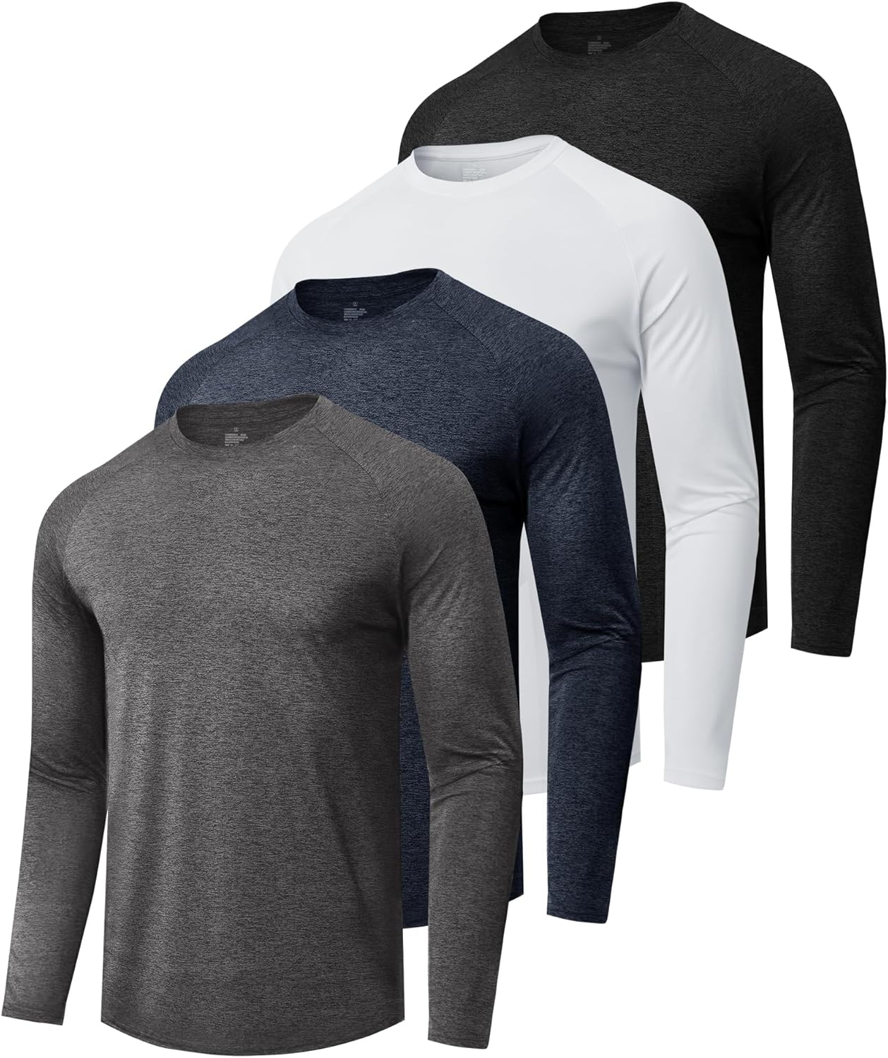 Skiennix Long Sleeve Shirts for Men - Quick Dry Moisture-Wicking Sun Protection | 4-Pack Athletic T-Shirts