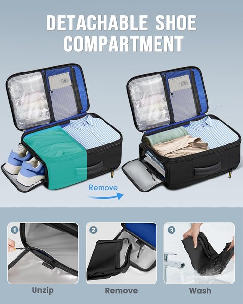 MATEIN Travel Backpack - Expandable Underseat Design with Shoe Compartment | Fits 17" Laptop, Black