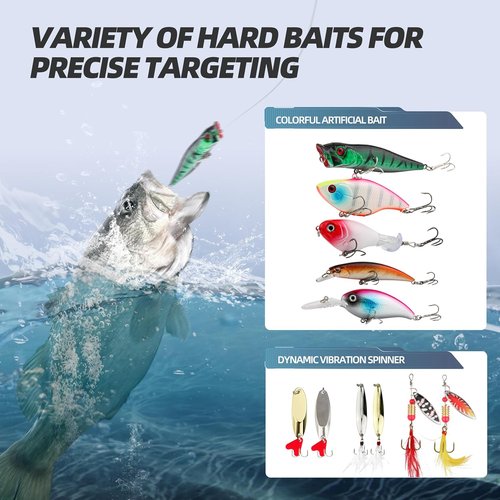 Fishing Tackle Box Set - All-in-One Lure Kit for Freshwater & Saltwater Fishing | Crankbaits, Spinnerbaits, Jigs & More