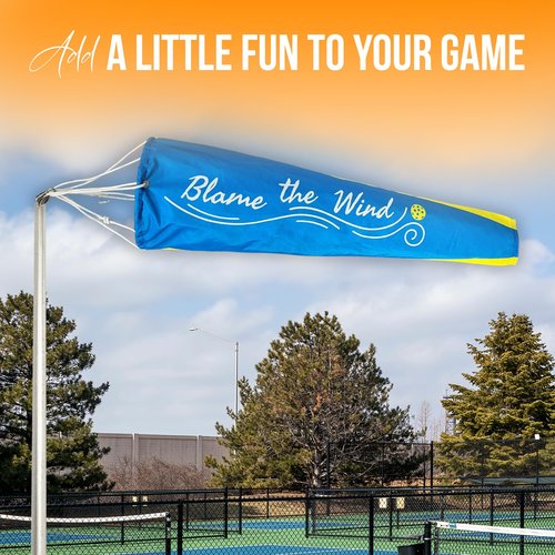Pickleball Windsock Flag 10"x36" | Blame the Wind Design | Easy Install with Carabiner | Lightweight 4 oz Polyester | Quad-Stitched Durable Fabric | Shows True Wind Direction & Speed