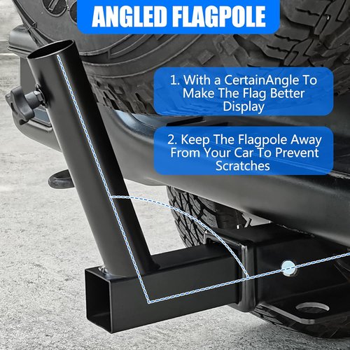 KAIRAY Hitch Mount Flagpole Holder - Universal Fit for 2-Inch Hitch Receivers | Ideal for Trucks, SUVs, RVs