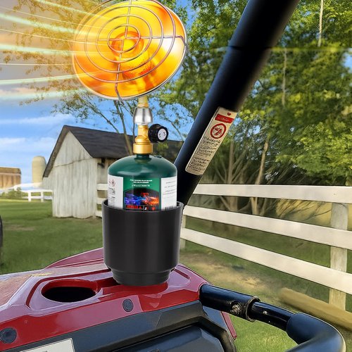 2 Pack Golf Cart Heater Propane Cup Holders, Universal Golf Cart Cup Holder for Outdoor, Fits 18-40 oz Water Bottles, Upgraded Accessories, Replacement Holder for 1 lb Portable Propane Heater, Black