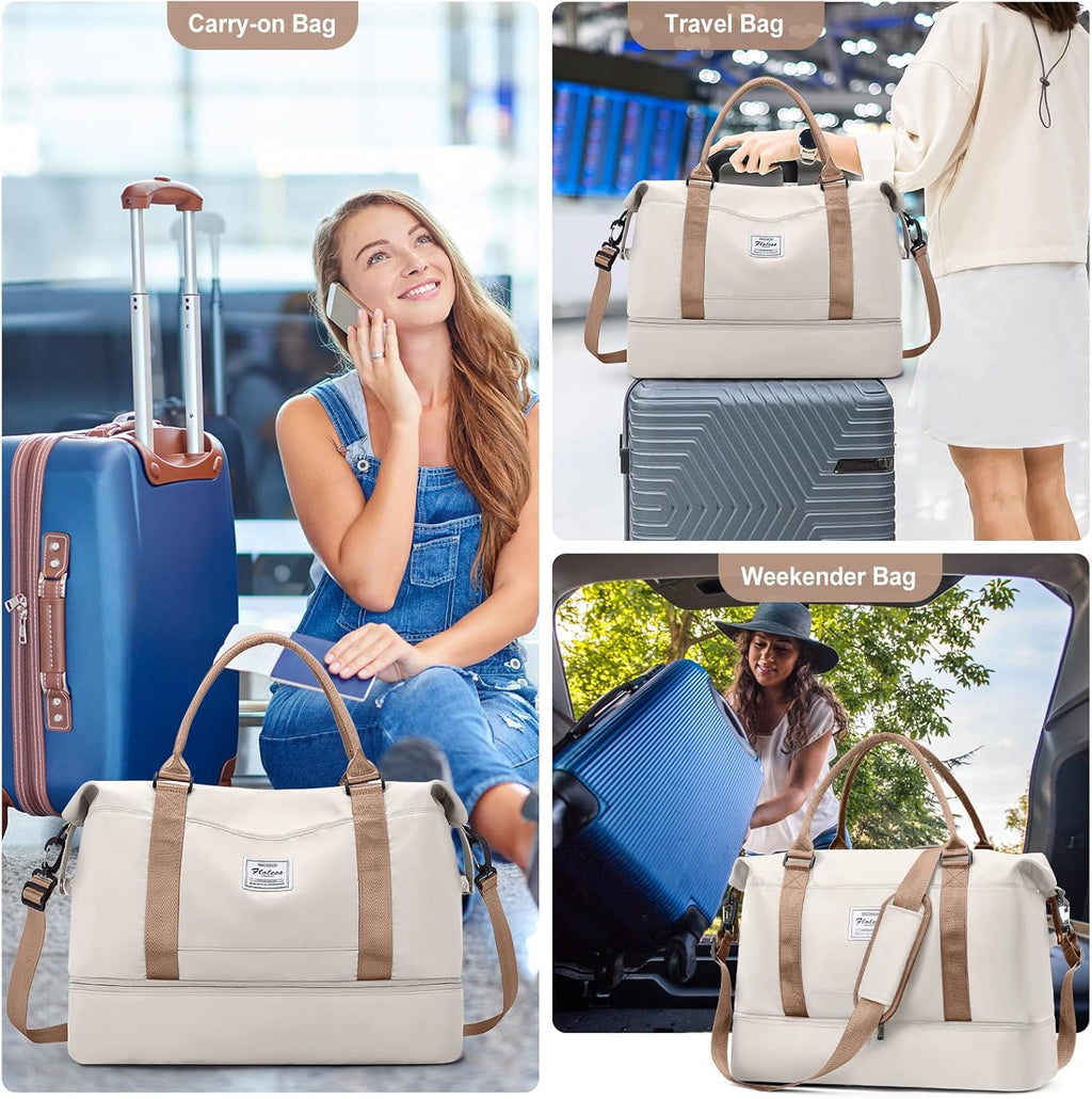 Skiennix Travel Duffel Bag - Shoes Compartment & Carry-On Design | Perfect for Weekend Getaways 18x14x8