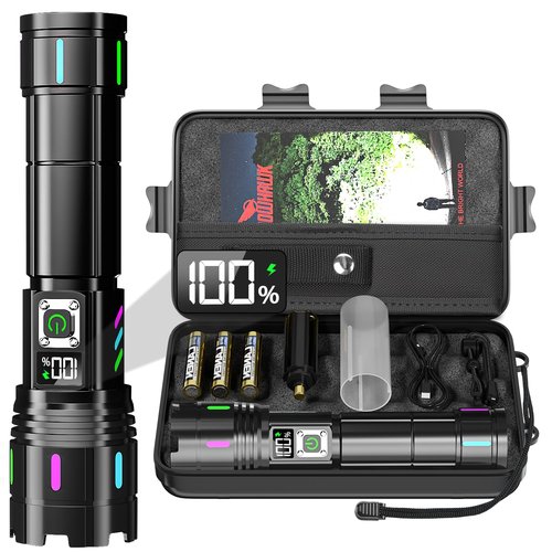 Flashlight 20000 High Lumens Rechargeable - 30W Super Bright LED Flash Light with LCD Display | 3937ft Beam & 12H Long Lasting USB C Powerful Handheld Flashlight for Home, Camping, Hiking, Emergency