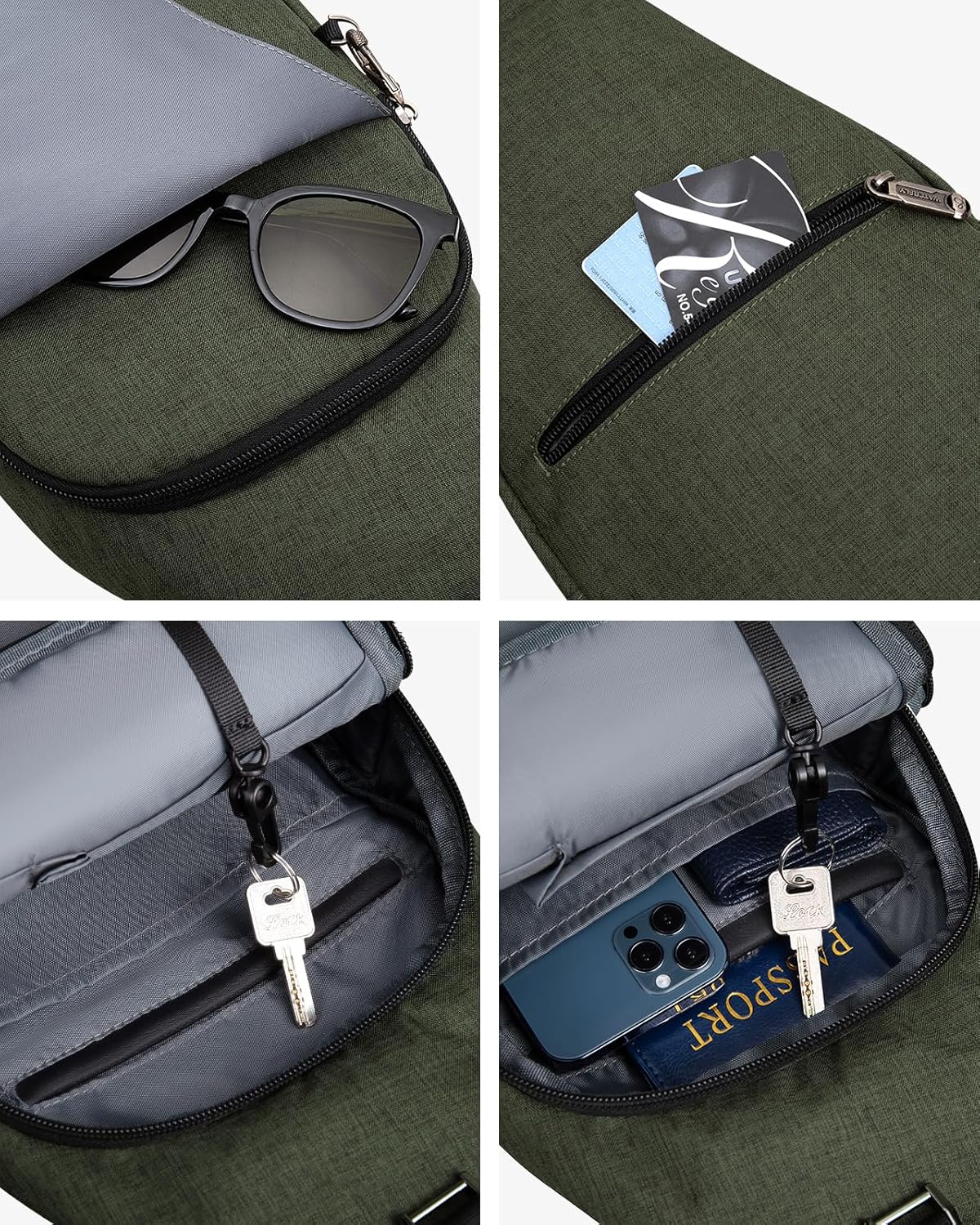WATERFLY Medium Crossbody Sling Backpack - Anti-Theft Travel Chest Shoulder Bag