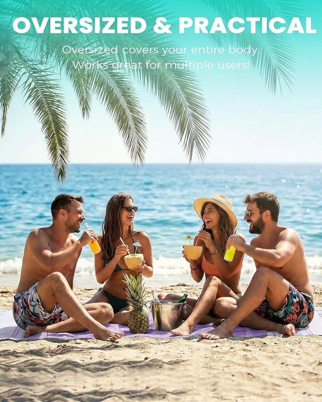 Skiennix Turkish Beach Towels - Quick Dry, Sand-Free, Oversized, Soft & Absorbent | 2-Pack, Stripe Design
