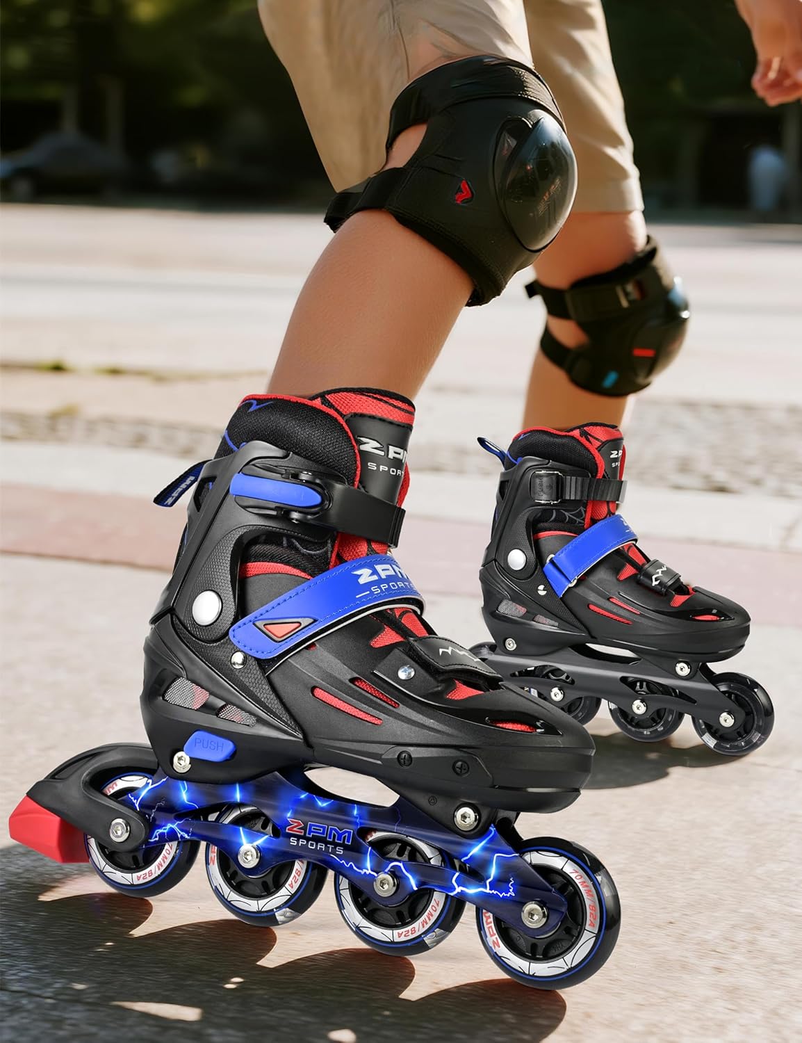 2PM SPORTS Inline Skates for Kids - Adjustable Light-Up Roller Skates for Ages 5-12 | Indoor/Outdoor Use