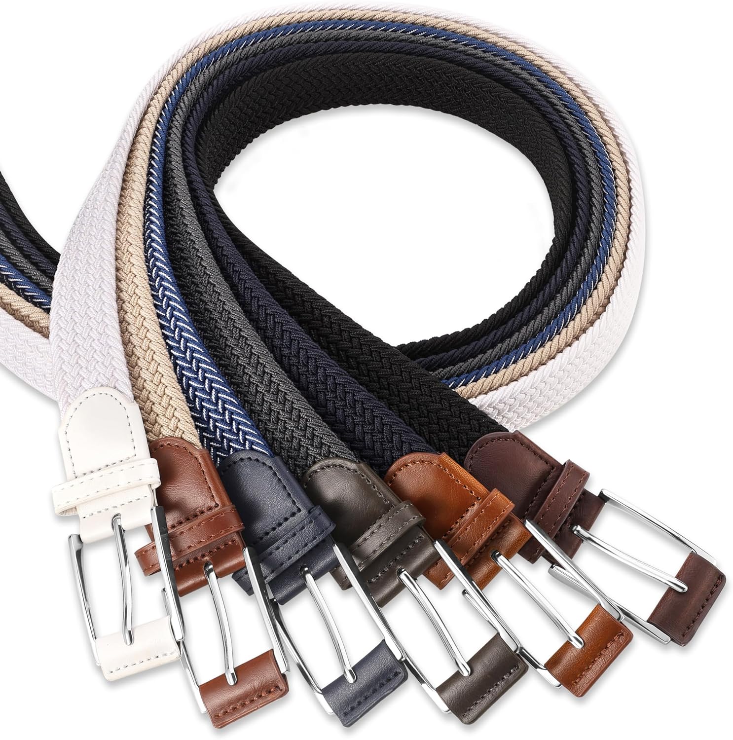 Skiennix Casual Stretch Belt for Men - Adjustable Braided Elastic Design | Perfect for Golf, Dress, Work