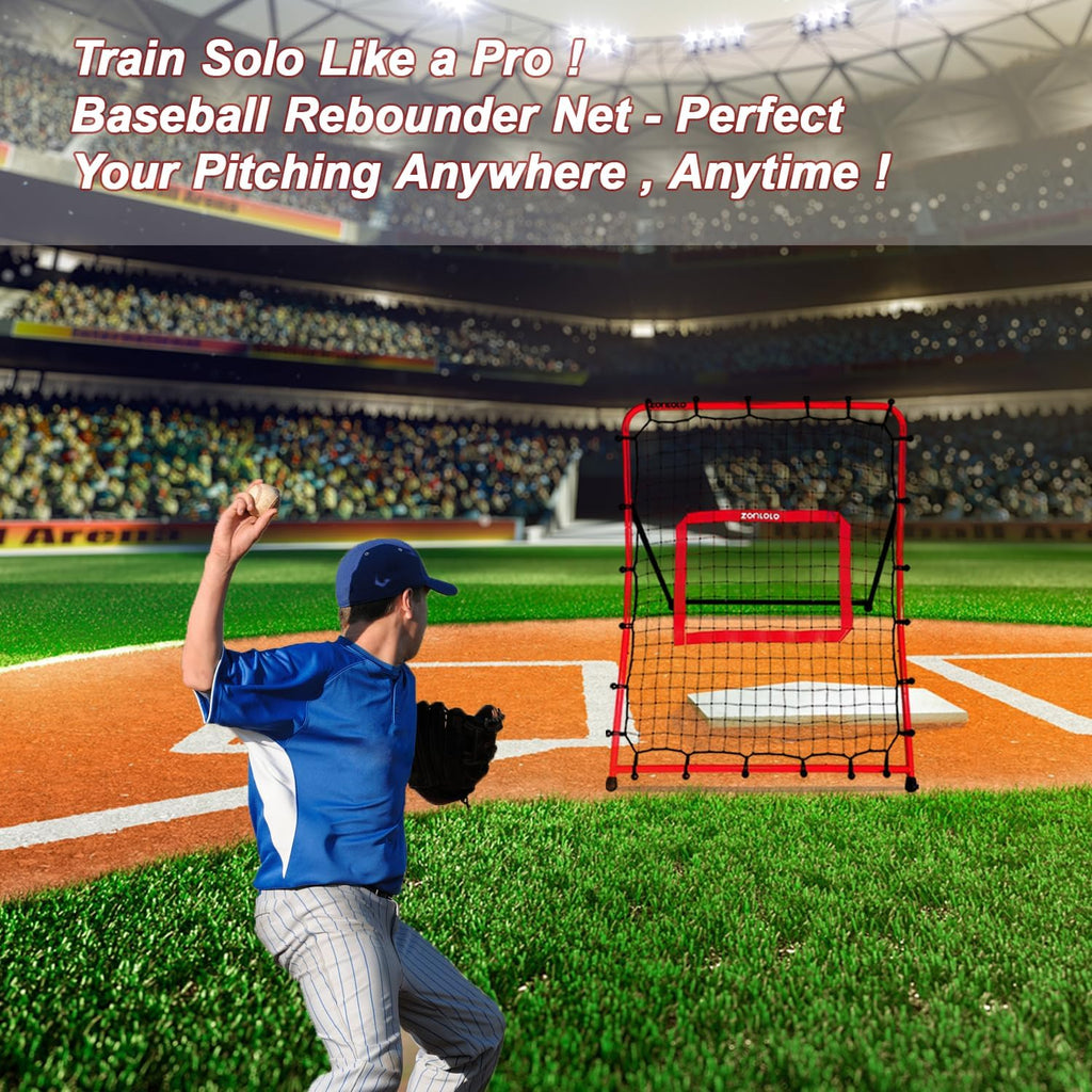 Zonlolo Baseball Pitchback Net - Rebounder Trainer for Solo Practice | Adjustable Angles for Easy Use