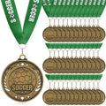 Liliaafar 36 Pack Gold Medals 2" Football Soccer Baseball Softball Basketball Metal Medals Bulk Metal Award Trophies for Adults Team Sports Event Prizes Gifts (Soccer)