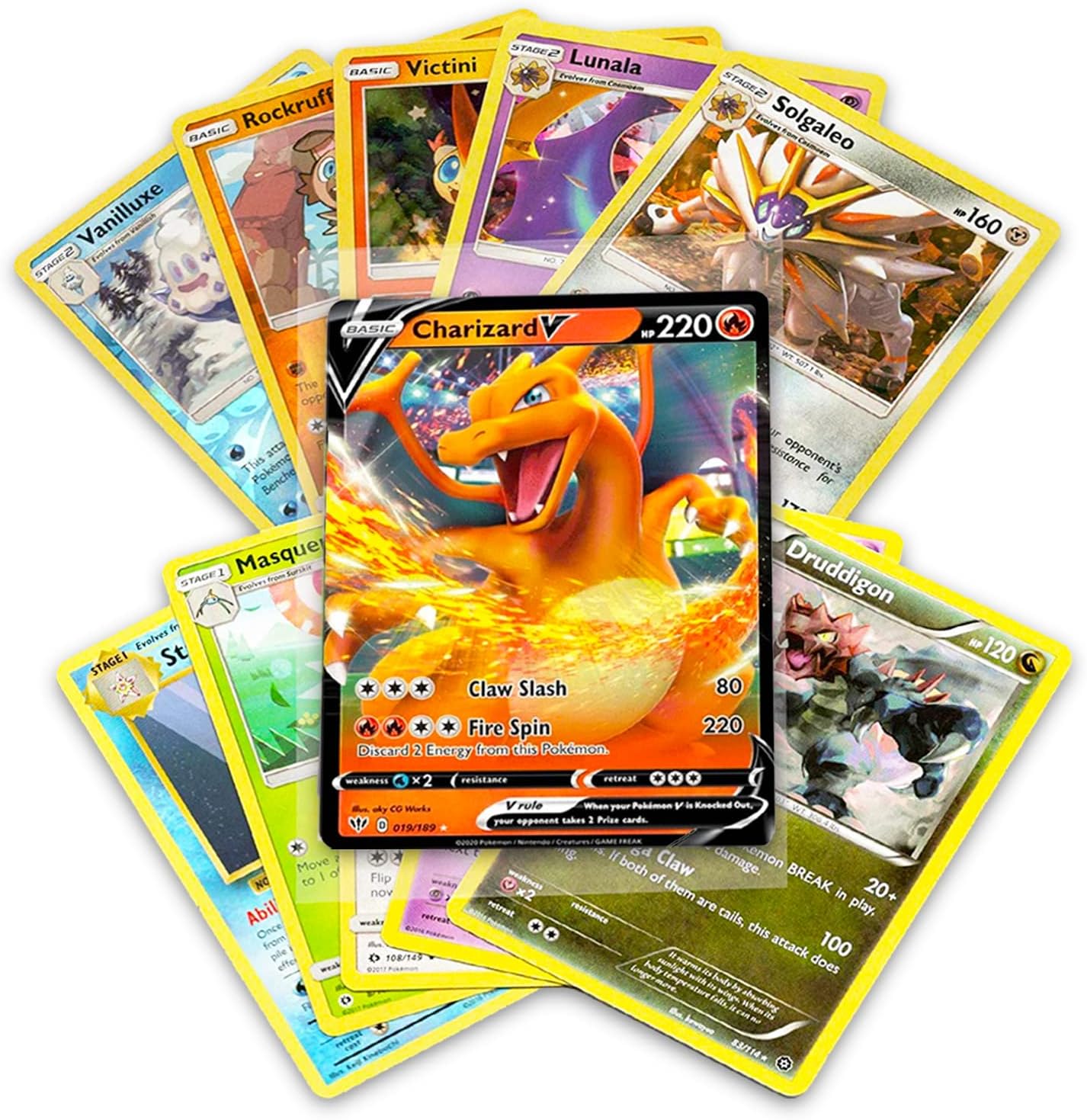 Pokémon | 50+ Official Cards Collection - 5 Foils & Rare Variants Including GX, EX, FA, Tag Team