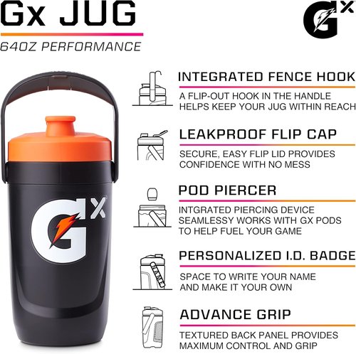 Gatorade Gx Performance Jug - Vented 64oz Sports Bottle for Hydration on the Go