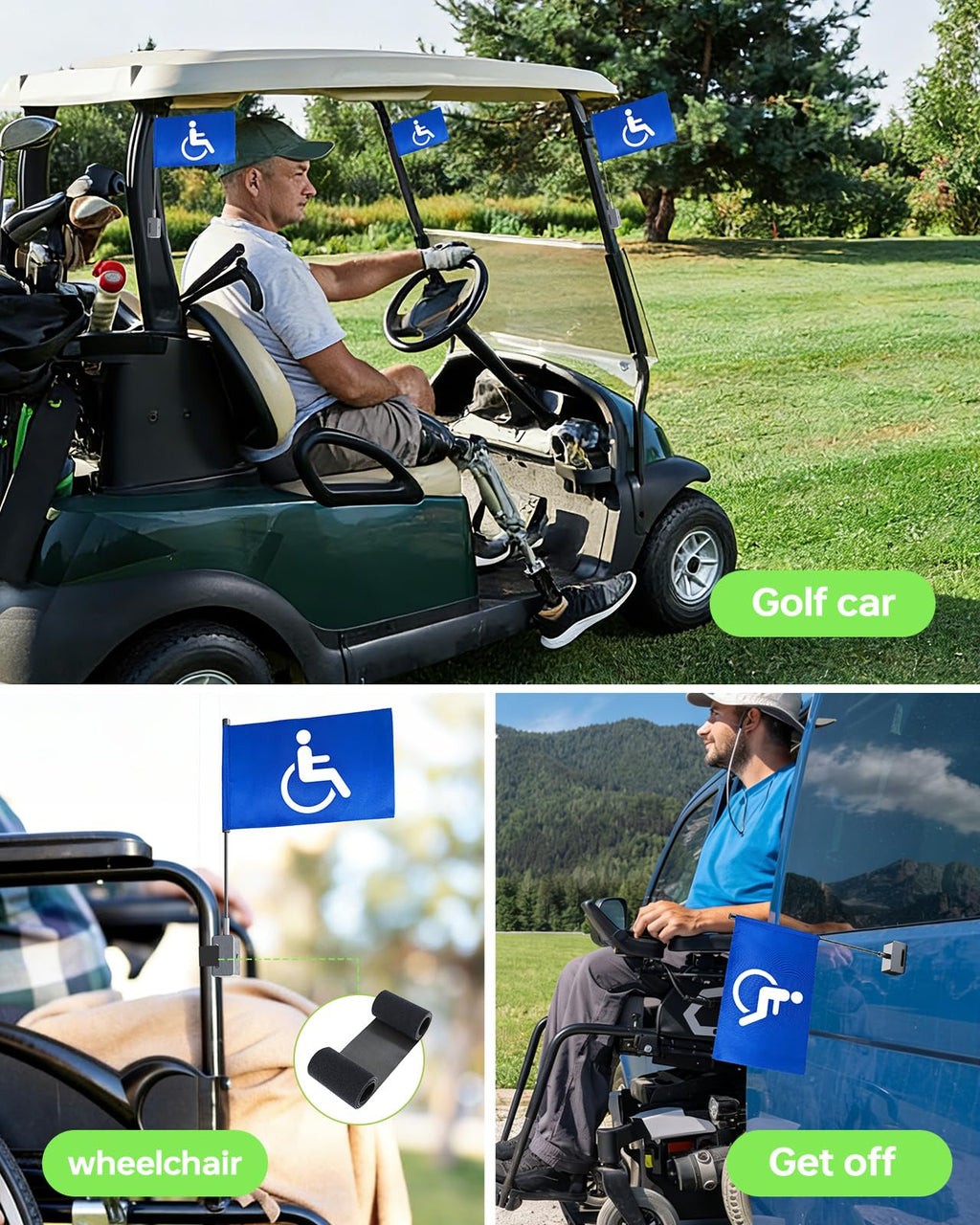 SITIZ Magnetic Golf Cart Flag, Aluminum Alloy Base,9 x 6" Handicap Flag with Dual Mounting Positions, Stable Installation Golf Pin Flag, Golf Gifts