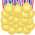 Kigeli 50 Pcs Blank Award Medals with Neck Ribbons Design Your Own Medals Kit Participation Trophy Metal Winner Award Prize for Adults Sports (Gold)