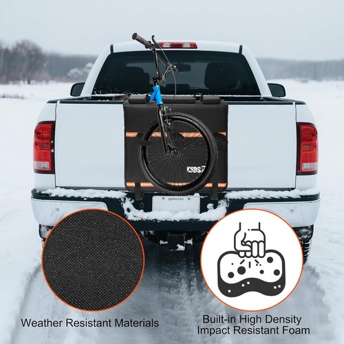MDSTOP Tailgate Pad - Mountain Bike Protector with Reflective Strips | Scratch Resistant, Holds 2 Bikes (Black, M)