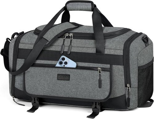 IGOLUMON Gym Bag - 40L Water-Resistant Sports Duffel with Shoe Compartment & Wet Pocket - Gray