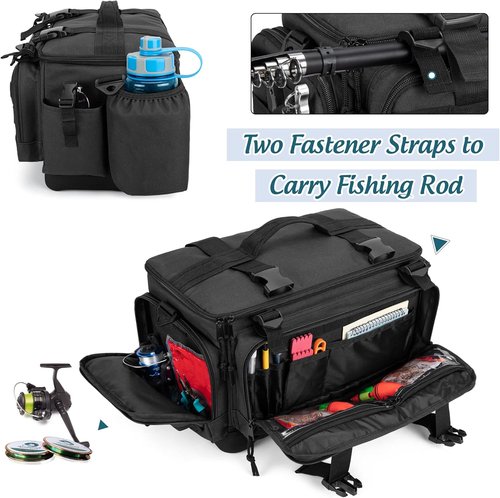 DSLEAF Waterproof Fishing Tackle Box Bag - Soft Storage with Rod Holder & Non-Slip Base for All Waters