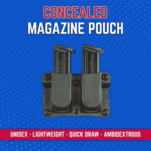 DeSantis Quantico Double Magazine Pouch- Pistol Magazine Holder, Fits SIG P365, Kimber R7 Mako, Mossberg MC2C, Springfield Hellcat, Hellcat Pro, Ruger MAX-9, S&W M&P 9 Shield Plus- Ambidextrous, Black