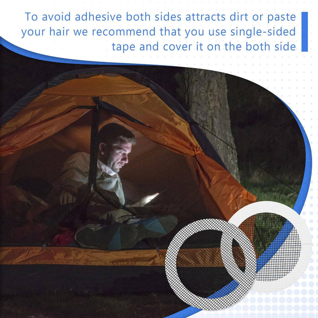 Tent Repair Patches, 3 Inches Tape Tent Mesh Patches Kit Outdoor Patch Portable Screen Tape Mesh Repair Black Kit Round Screen for Camping Hiking Supplies(20 Pcs)