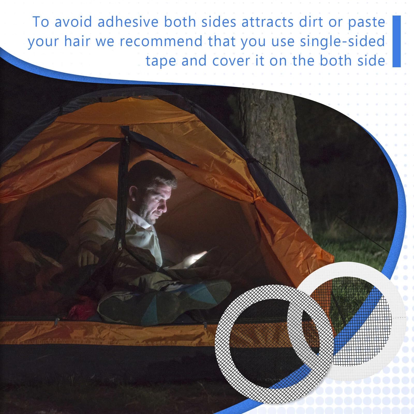 Tent Repair Patches, 3 Inches Tape Tent Mesh Patches Kit Outdoor Patch Portable Screen Tape Mesh Repair Black Kit Round Screen for Camping Hiking Supplies(20 Pcs)