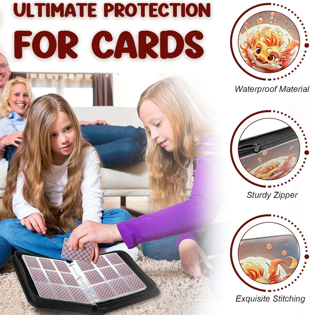 Skiennix Card Binder - 900 Pockets Trading Card Holder with 50 Removable Sleeves | Organized for Kids