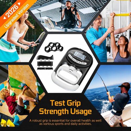 Grip Strength Tester Trainer Dynamometer - Hand Grip Dynamometer with Hand gripper Strengthener Forearm Strengthener Wrist Exerciser for Sports