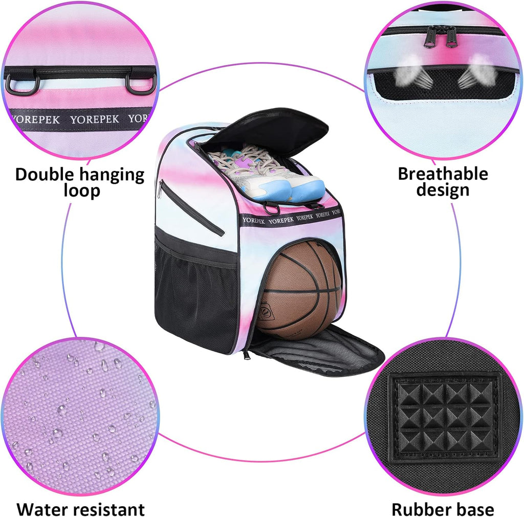 YOREPEK Basketball Bag - Large Water-Resistant Backpack with Shoe Compartment & Ball Holder | Ideal for Sports Training