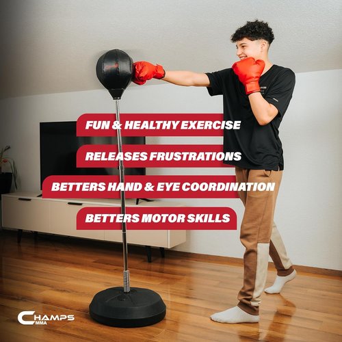 Champs MMA Boxing Training Bundle - Reflex Ball Set with Punch Counter App & Kids Punching Bag | Enhance Speed, Agility & Coordination for All Ages