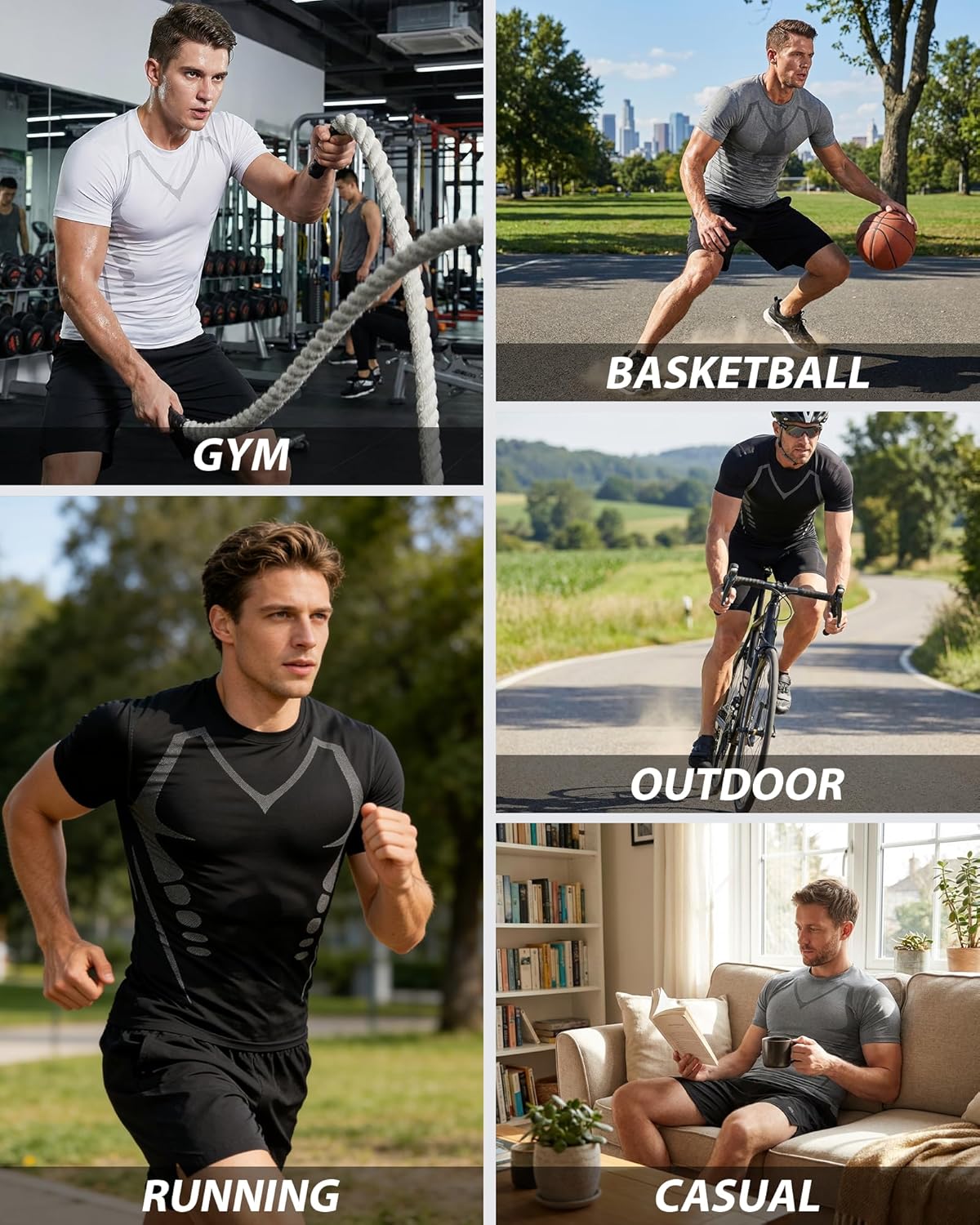Skiennix Workout Shirts for Men - Quick Dry Athletic Gym T-Shirt for Running | Breathable Outdoor Training