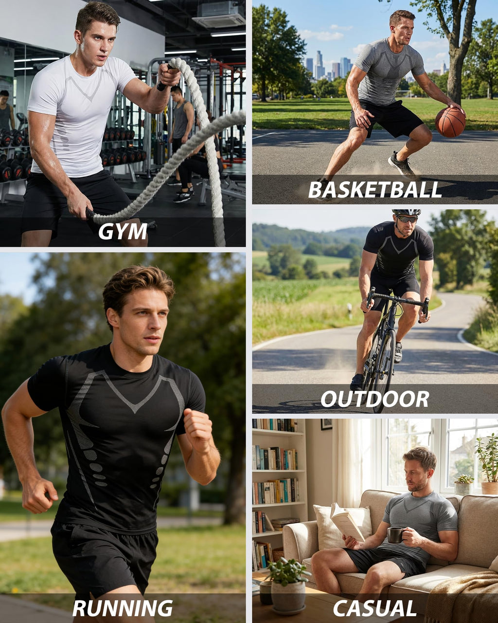 TEEPIRE Workout Shirts for Men, Quick Dry Athletic T-Shirt for Gym Running, Short Sleeve Moisture Wicking Athletic Shirts Tee
