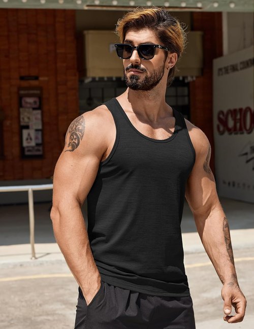 COOFANDY Men's Workout Tank Tops - Dry Fit Sleeveless Gym Shirts for Bodybuilding | 3-Pack