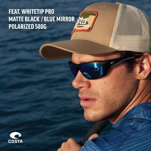Costa Del Mar Sunglasses for Men - Whitetip PRO Mens Polarized Sunglasses - Fishing, Boating & Beach UV Protection, 580G