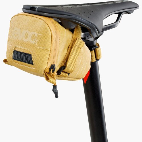 EVOC SEAT BAG TOUR saddle bag, Bicycle frame bag for more storage space on the seat post (size: L, 1L storage space, abrasion-resistant, water-repellent, Hypalon reinforcement), Clay Yellow