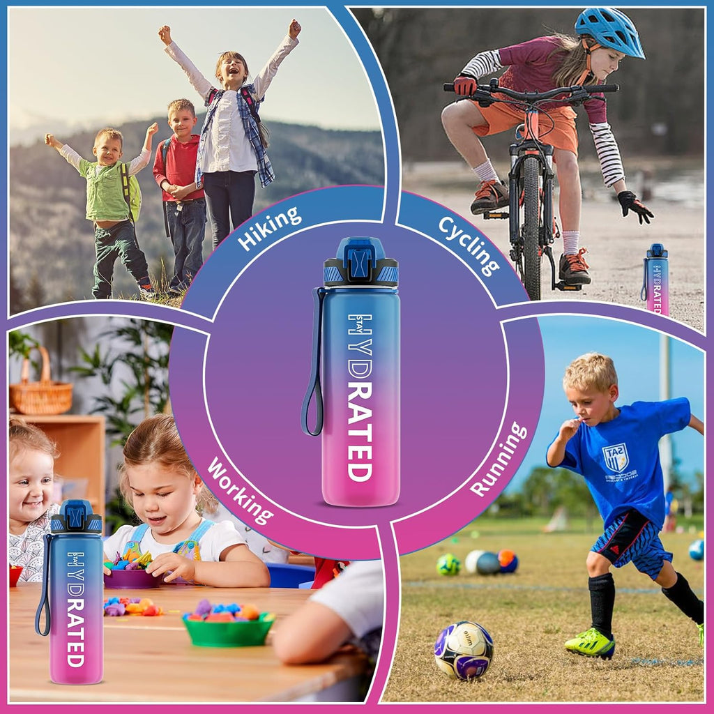 Skiennix 27oz Motivational Water Bottle - BPA-Free Tritan with Time Marker & Carry Strap | Leakproof Design for Fitness & Outdoor Use