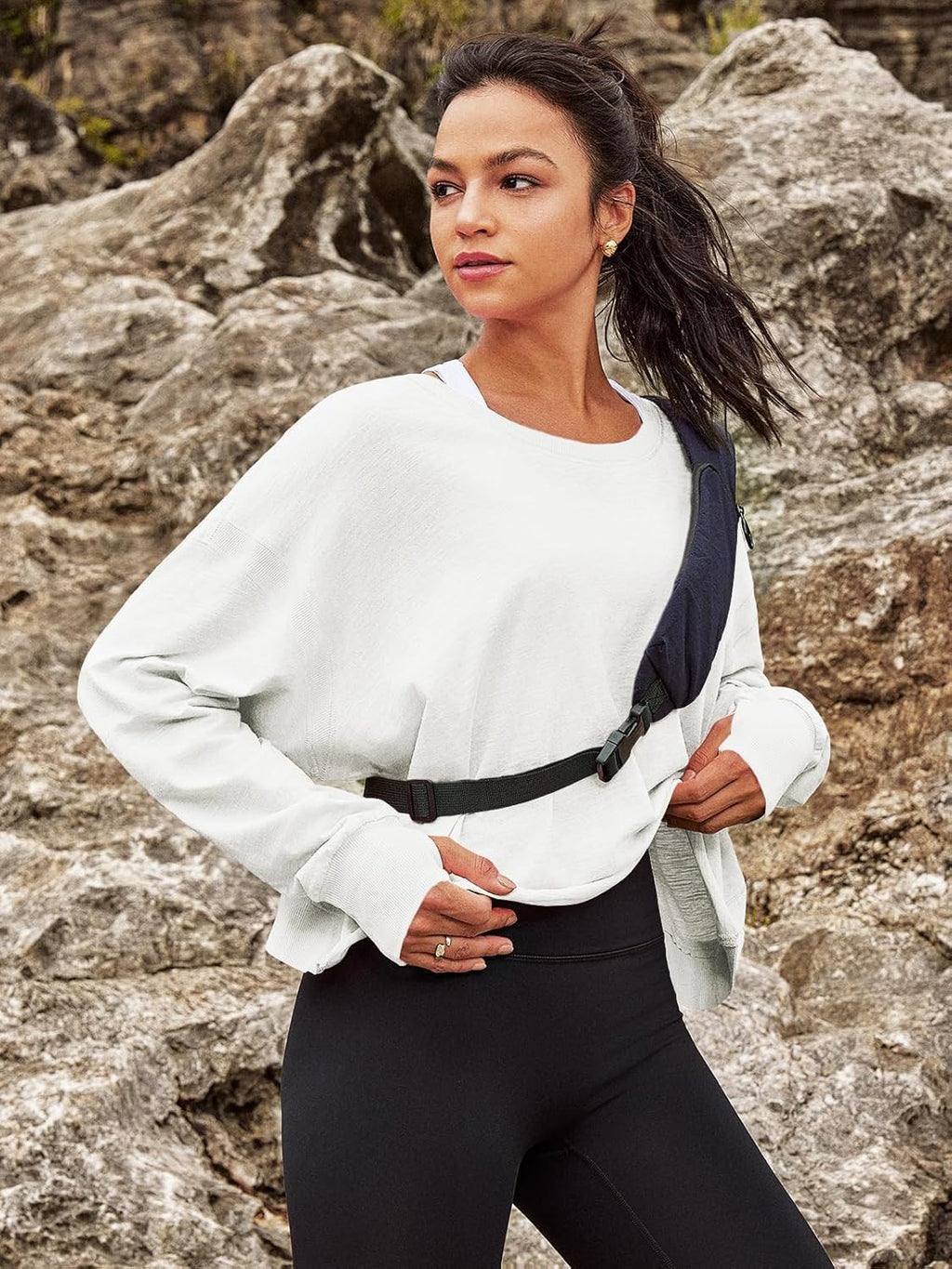 Panadila Women's Open Back Workout Top - Long Sleeve Casual Crop Running Tee for Yoga & Fitness