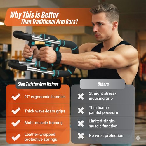 Twister Arm Trainer – Adjustable Chest Workout Equipment with 5 Resistance Levels (40–130 LBS), Arm Trainer for Men & Women, Shoulder & Upper Body Strength Training, Anti-Slip Home Gym Device (Blue)